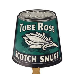 1986 Tube Rose Scotch Snuff Hand Fan Advertising Tobacciana Brown Williamson